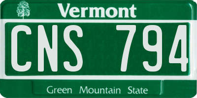 VT license plate CNS794