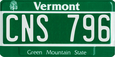 VT license plate CNS796