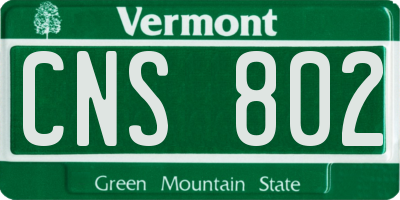 VT license plate CNS802