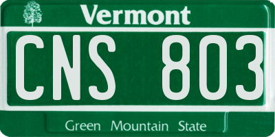 VT license plate CNS803