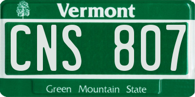 VT license plate CNS807