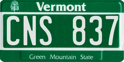VT license plate CNS837