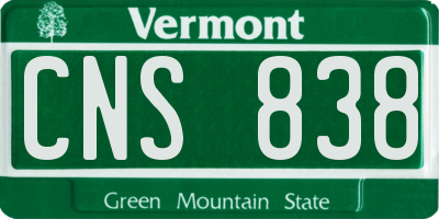 VT license plate CNS838