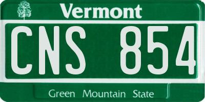 VT license plate CNS854