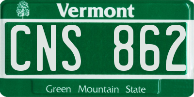 VT license plate CNS862