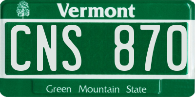 VT license plate CNS870