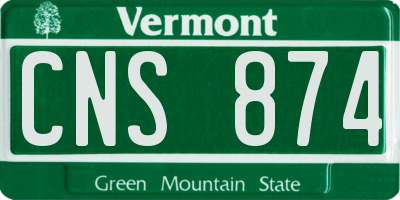 VT license plate CNS874