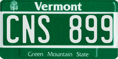 VT license plate CNS899