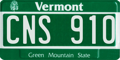 VT license plate CNS910