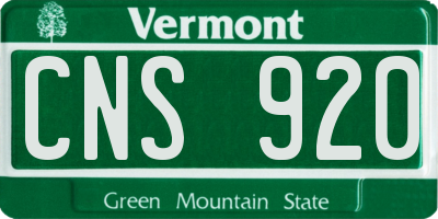 VT license plate CNS920