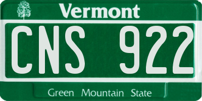 VT license plate CNS922
