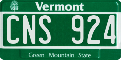 VT license plate CNS924