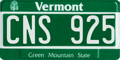 VT license plate CNS925