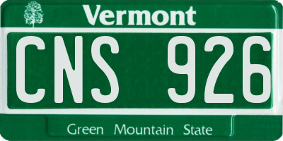 VT license plate CNS926