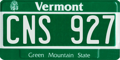 VT license plate CNS927