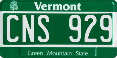 VT license plate CNS929