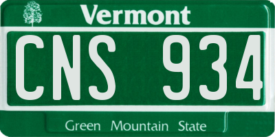 VT license plate CNS934
