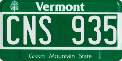VT license plate CNS935