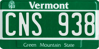 VT license plate CNS938