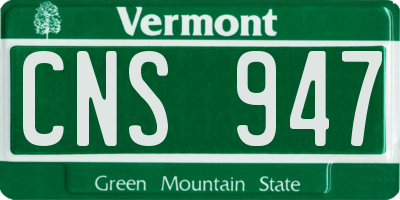 VT license plate CNS947