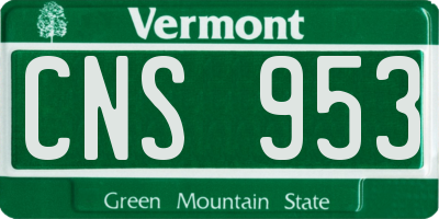 VT license plate CNS953