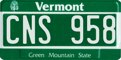 VT license plate CNS958
