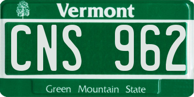 VT license plate CNS962