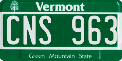 VT license plate CNS963