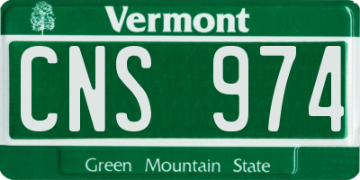 VT license plate CNS974
