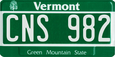 VT license plate CNS982