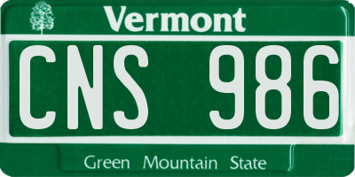 VT license plate CNS986