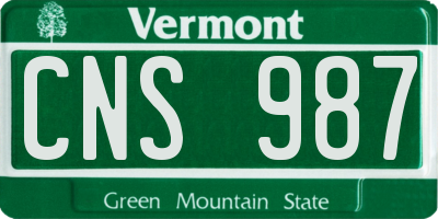 VT license plate CNS987