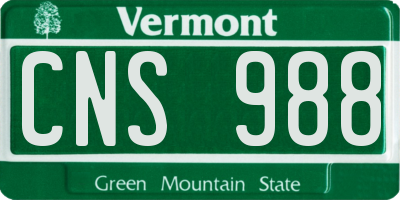 VT license plate CNS988