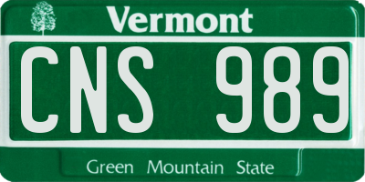 VT license plate CNS989