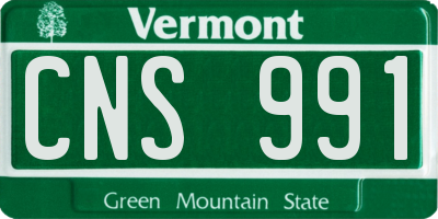 VT license plate CNS991