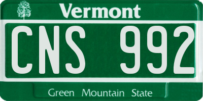 VT license plate CNS992