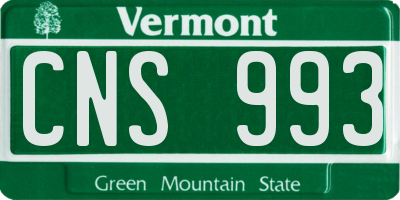 VT license plate CNS993