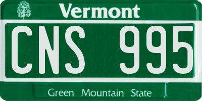 VT license plate CNS995