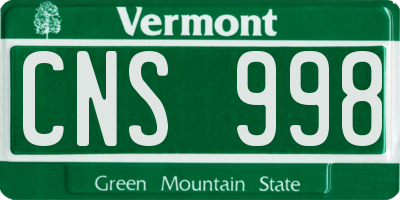 VT license plate CNS998