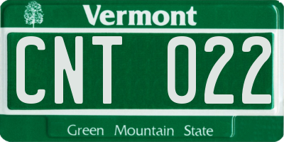VT license plate CNT022