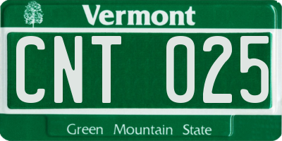 VT license plate CNT025