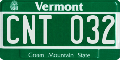 VT license plate CNT032