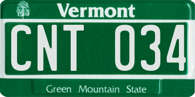 VT license plate CNT034