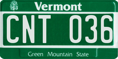 VT license plate CNT036