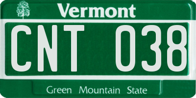 VT license plate CNT038