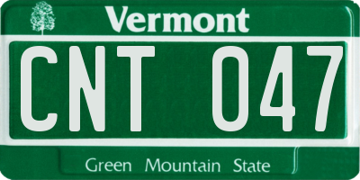 VT license plate CNT047