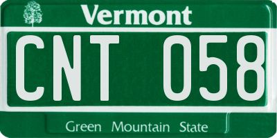 VT license plate CNT058