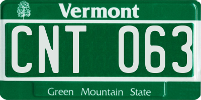 VT license plate CNT063