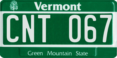 VT license plate CNT067