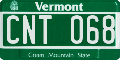 VT license plate CNT068